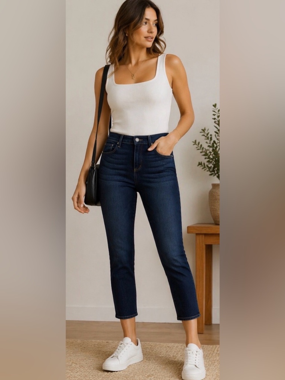 PAIGE Kylie Crop Ankle Jeans Size 28 | Dark Wash Stretch Denim